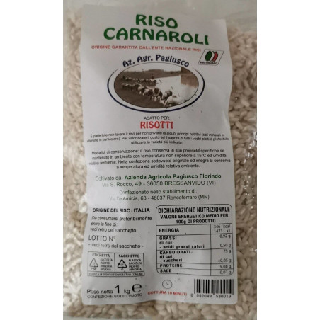 Riso Carnaroli superfino Pagiusco 1 kg | Farine e riso